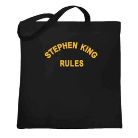 Pop Threads Stephen King Rules Horror Movie Funny Retro 80s Black 15x15 inches Large Canvas Tote Bag
