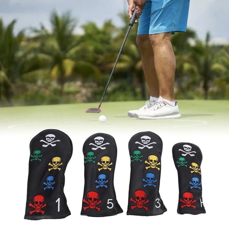 4Pcs Skull Golf Club Head Covers Golf Club Headcovers Colorful