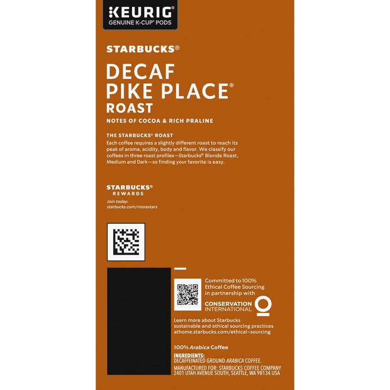 Starbucks Decaf Pike Place Roast K Cups, 24 Count (Pack