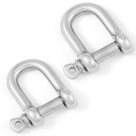 8mm D-Shackles Stainless Steel A4-Marine Grade (316) - for connecting Ropes, Anchors and Chains (Pack of 2)