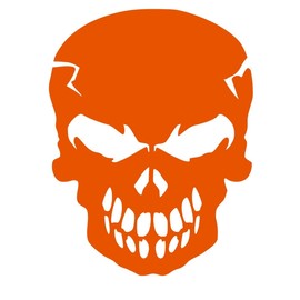 IOrn Scourge Skull Head Decal Vinyl Sticker Graphics|UR Impressions|for Cars Trucks SUV Vans Walls Windows Laptop|Intense Orange|5.5 X 4.2 inch|URI008-IO