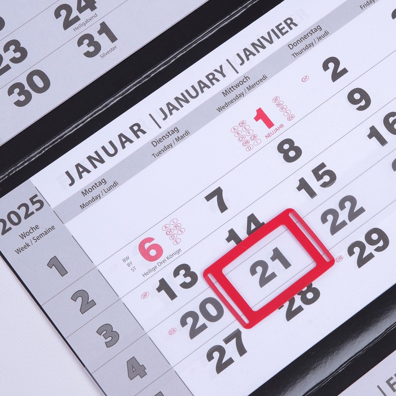 JAROGRAF Wall Calendar 2025 - 3-Month Calendar with Practical Wall
