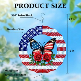 Butterfly 250th Anniversary Wind Spinners -12 inch 3D Hanging Wind Sculptures for Garden Outside Patio Yard Decor -Birthday Gift for Women