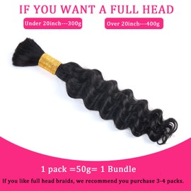 B-Fashion Human Braiding Hair for Boho Braids Deep Wave Bulk Human Hair for Braiding 14 Inch 1 Bundle 50G Brazilian Wet and Wavy Curly Human Hair Braiding Hair Extensions No Weft Bundles for Braiding