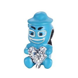 BEEUVIP Little Blue man hugging heart Charm 925 Sterling Silver Bead for Charm Bracelets and Necklaces,Jewelry Gifts Women