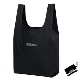 NANOPLUS Pocket Eco Bag, Ultra Lightweight, 0.5 oz (13 g), Ultra Thin, 0.2 inches (6 mm), Foldable, Compact, Portable, Ripstop Nylon, Men's, Women's,, Black, POCKET