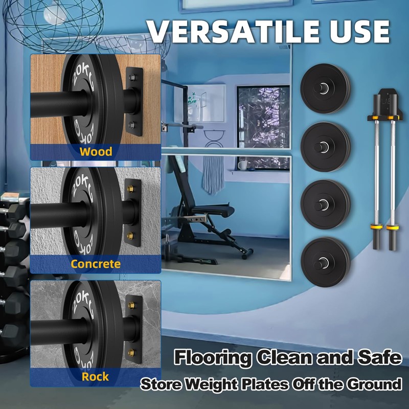 Wall Mounted Weight Plate Holder, Weight Rack Storage for 2"
