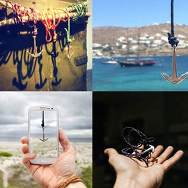 lauhonmin Men Adjustable Nautical Anchor Wrap Cuff Bracelets Twining Weave Nylon Rope Punk DIY Sailing - (Deep Sea)