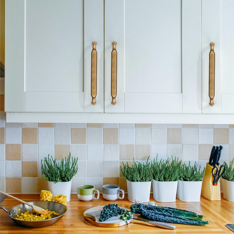 Asidrama 10 Pack 5 Inch(128mm) Brushed Antique Brass Kitchen Cabinet