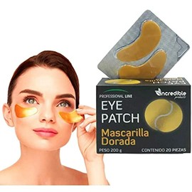 NCREDIBLE Parches para Contorno de Ojos elimina Ojeras y Bolsas Eye Patch Serum Acido Hialuronico y Colágeno Aclara y Reafirma la Piel, Mascarilla Facial Dorada 20 piezas.