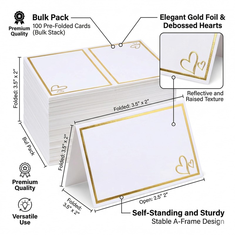 Glamoreal 100 Pcs Place Cards for Table Setting, 2" x