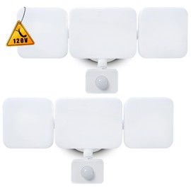 EMANER Motion Sensor Security Lights Outdoor, Dusk to Dawn & Motion Detector Adjust, Exterior Flood Lights 120V, 4500lm, Daylight White Frosted Lens Porch Light Waterproof (2-Pack, White)