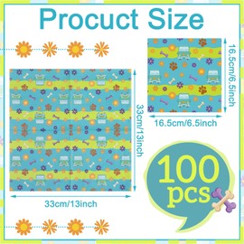 Marspark 100 Pcs Cartoon Dog Party Supplies Mysterious Car Hippie Paper Napkins Disposable Paw Daisy Flower Mystery Bus Cocktail Napkins for Themed Party Birthday Supplies, 6.5 x 6.5 Inches