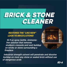Rutland Brick and Stone Cleaner for Fireplace, Fire Brick, Terracotta, Marble & Porous Masonry - Non-Abrasive Industrial Emulsifier Cleaning Solution for Soot - Made in USA, 16 oz