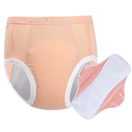 WEEOATAR Unisex Protective Brief Adult Cloth Diaper Incontinence Underwear Adult Cloth Nappy with Diaper Insert,Leakproof,Reusable for Seniors,Incontinence,Disabled,Postpartum(Orange,L)