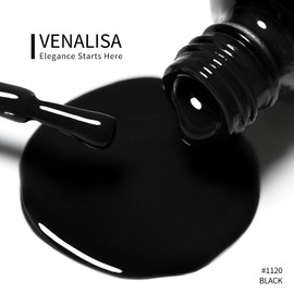 VENALISA UV Gel Polish Nail Polish Black Colours, Gel Nail Polish Soak-Off Nails Colour Gel Kit Pearly Black Gel Nail Polish for Nail Design Manicure, 12 ml