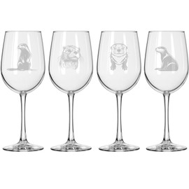 MIP Set of 4 Wine Glass for Red or White Wine Gift Otter Collection (16 oz Tall Stemmed)