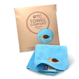 TOWEL COMPANY Imabari Towel, Handkerchief, 8.7 x 8.7 inches (22 x 22 cm), Gift, Embroidery, Aquarium Life, Aquarium (Blue))