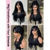 topshe Long Black Wavy Wig With Bangs for Women 26