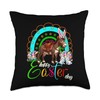 Happy Easter Day Bunny Donkey Chocolate Eggs Basket Rainbow Throw