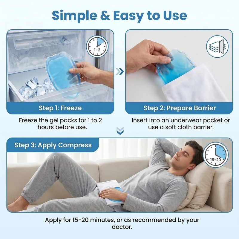 Ice Pack for Post-Vasectomy Recovery, Light Blue, 4-Pack