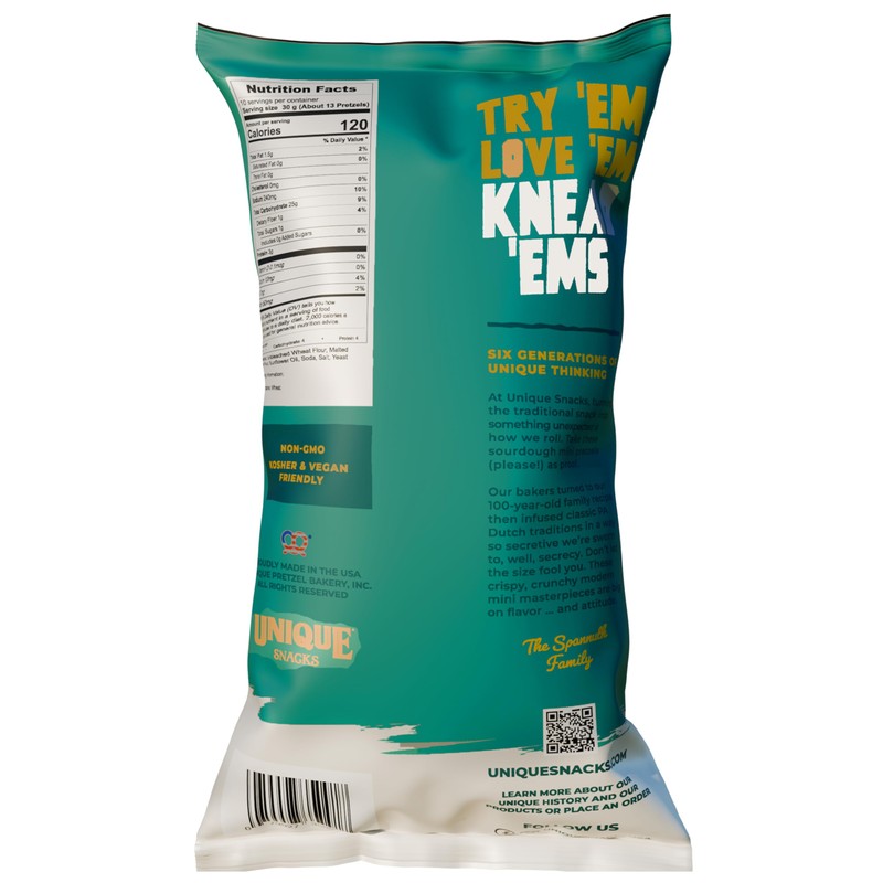 Unique Snacks Knead Ems, Sourdough Mini Pretzels, 11 Ounce Bags,