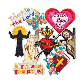 HEYTRCO - 9 parches para planchar con meme de Jesús, rezando Jesús Loves Me Rock parches bordados para ropa, apliques tácticos personalizados con eslogan para sombreros, jeans, chaquetas, bolsos,