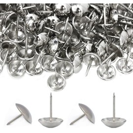 Basicon Upholstery Nails, Vintage Furniture Nails, Bronze Thumb Tacks, Upholstery Tacks, Antique Decorative Nails, Furniture Decorative Nails for Armchair, Furniture, Bed, 11 x 17 mm, Silver, Pack of