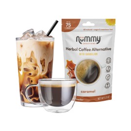 Nummy Creations 75cup Caramel Instant Caffeine-Free Coffee Alternative with Dandelion. Coffee Substitute, Chicory Coffee (5.3oz/150g)
