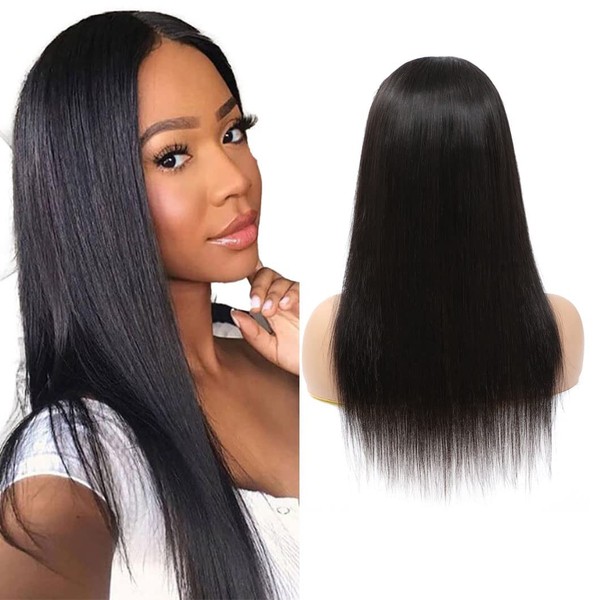 Real Hair Lace Front Wig Straight 9a Brazilian Virgin Hair 4x4 Free Part Lace Closure Wigs Glueless Wigs Pre Plucked 150% Density Natural Colour for Women 56 cm