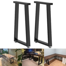 Heavy Duty 28" Black Steel Metal Trapezoid Table Legs, Tall Desk Legs with Protector Adjustable Feet, DIY-Office Desk Legs/Dining Table Legs/Outdoor Furniture Legs/Coffee Table Legs (Up to 1000LB)