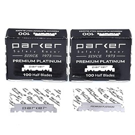 200 cuchillas Parker Premium Platinum 1/2 – para maquinillas de afeitar profesionales de peluquería, afeitadoras de afeitar y cuchillas desechables re
