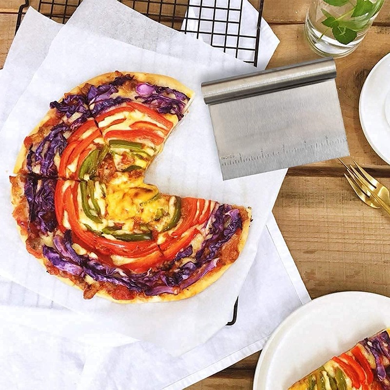 2 Pack Dough Scraper, Stainless Steel Bench Scraper for Baking,