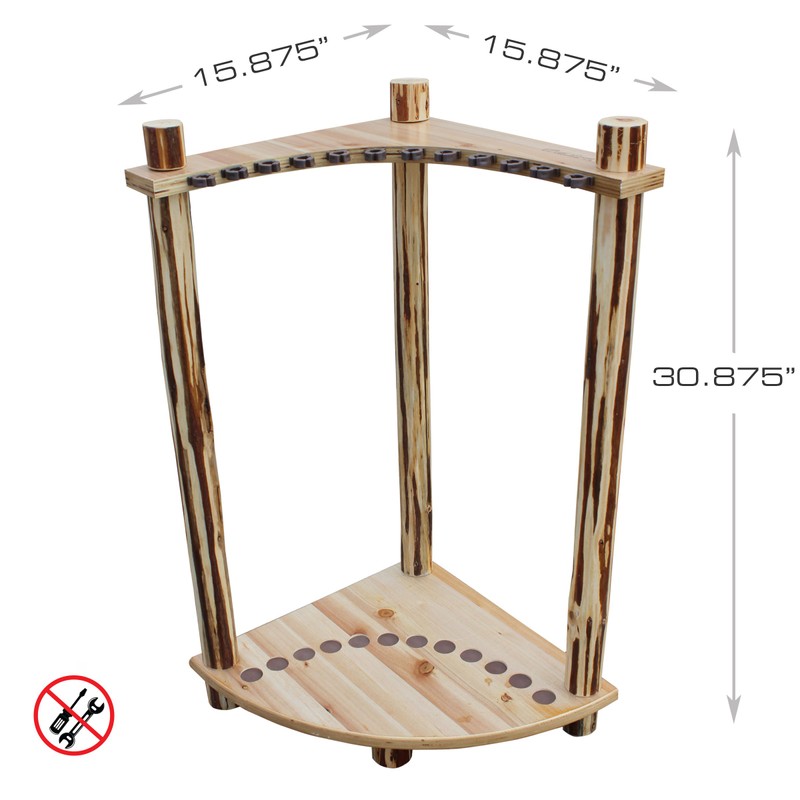 Rush Creek Creations Rustic Log 12 Fishing Rod Storage Corner