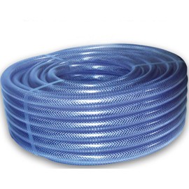 20mm (3/4") Clear Braided PVC Hose Pipe - 1m Length - Heavy Duty, Water, Airline, Compressor, Food Grade
