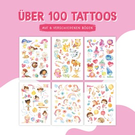 Papierdrachen 100 Particularly Skin-Friendly Children's Tattoos – Tattoos Fairies and Trolls – for Children – as Birthday Party Bags or Gift Idea – 100% Vegan, Tested & Made in Germany – Set 21