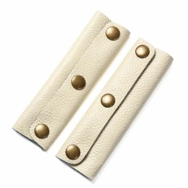 IUAQDP 2 Pieces Handbag Handle Leather Wrap Cover, Luggage Bag Grip Protector Saddle with Brass Clasp, Soft Purse Strap Pad Identifier for Shopping Bag Travel Bag Suitcase Tote Bag Wallet, Beige