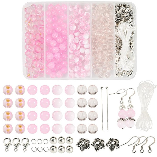 FASHEWELRY 200 Pcs Crystal Glass Beads Bulk Bead Earring Making