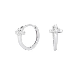 Dainty Cross Flower CZ Tiny Mini Hoop Earrings for Women Cartilage 925 Sterling Silver Gold Plated Cross Small Huggie Hoops Hypoallergenic for Sensitive Ear Fashion Jewelry Gift Daughter Her Birthday,