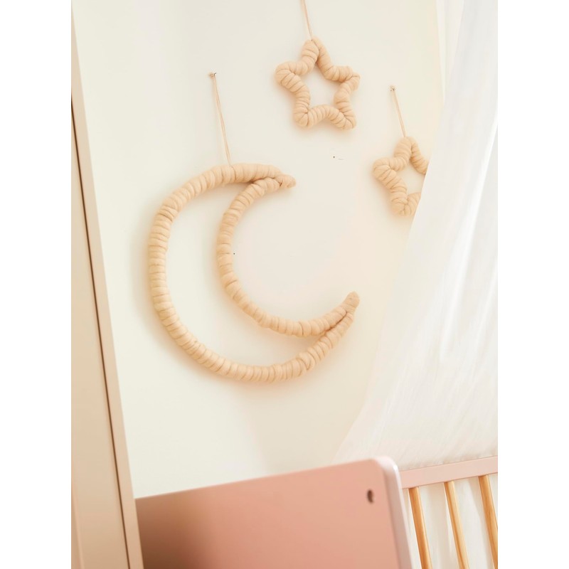 VERTBAUDET Wanddekoration, Mond und Sterne, Wolleffekt, Beige, TU