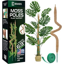 63'' Bendable Moss Pole Monstera Plant Support for Large Climbing Indoor Plants - Stakes for Potted Climbers - Tall Sticks Indoor Trellis for Houseplants - Accessories for Monstera Pot