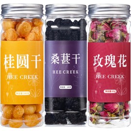 Heixi Dried Longan Kaiyuan Gwaewon Dried 140g & Heixi Rose Tea 60g & Mulberry Seeds Mulberry 140g & Mulberry Seeds Mulberry Tea 6.9 oz (140 g) Guilang Mulberry Green Tea Flower Tea Naturally