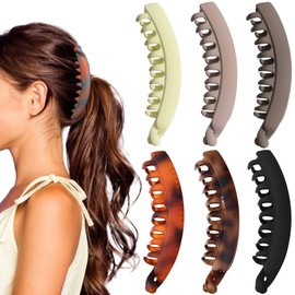 6 Pack 5 Inch Banana Hair Clips for Women Thin Fine Thick Hair,Strong Banana Claw Clips for Hair