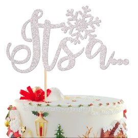 1 decoración para tartas de revelación de género con purpurina que es una decoración para tartas de invierno con copo de nieve para niños o niñas, baby shower, invierno, país de las maravillas para niños, cumpleaños, fiesta de Navidad, decoración de past