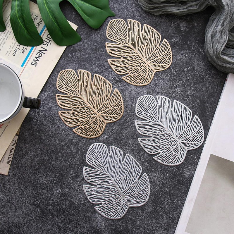 Anevous Set of 4 Monstera Leaf Coasters, Drinks Coasters, Table