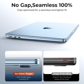 EooCoo [Ultra Thin Armor] Compatible with MacBook Air 15 inch Case M4 2025 2024 2023 M3 M2 A3241 A3114 A2941, [100% Ultra Sky Blue, No Gaps] Protective Hard Shell with Keyboard Skin, Crystal Sky Blue