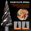 THINKWORK Four Spiral Flute Step Drill Bit Set, 3 Pcs