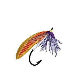 Large 3" - Fishing Fly - Orange/Purple - Angling Lures - Iron on Applique/Embroidered Patch