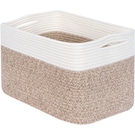 MINTWOOD Design Storage Basket for Shelves, Decorative Baskets for Organizing, Book Basket, Storage Cube Bin Box, Woven Closet Organizer, Pantry Closet and Shoe Basket, Light Brown