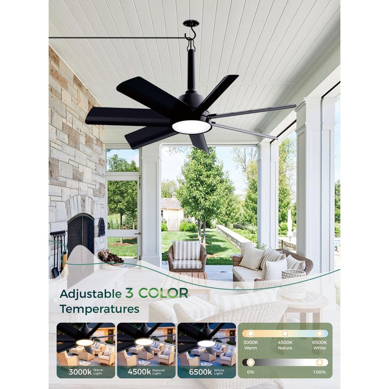 LANMEL 28 Inch Plug-In Outdoor Ceiling Fan with Light and